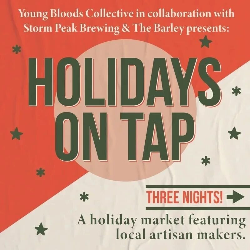 TONIGHT&rsquo;S THE NIGHT! 
Join 10 local artisans &amp; makers for our second Holidays on Tap! This holiday market will have jewelry, prints, handmade art, home goods, knits, clothing, and more! 
The event starts at 5 PM @stormpeakbrewingco ✨
Rem